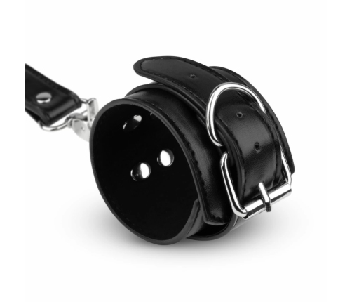 Bedroom Fantasies Cuffs & Hogtie Set Black - Adjustable PU Leather System