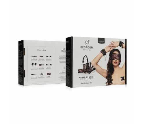 Bedroom Fantasies Bound by Lace 8-Piece Restraint Set Pink