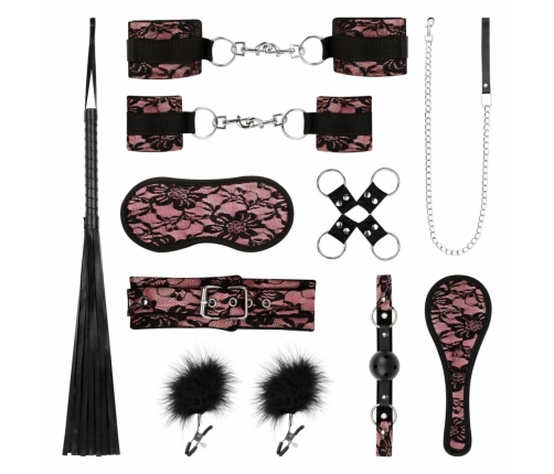 Bedroom Fantasies Bound by Lace 8-Piece Restraint Set Pink