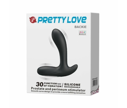Baile Backie Vibrating Plug 30 Modes Rechargeable Black Silicone