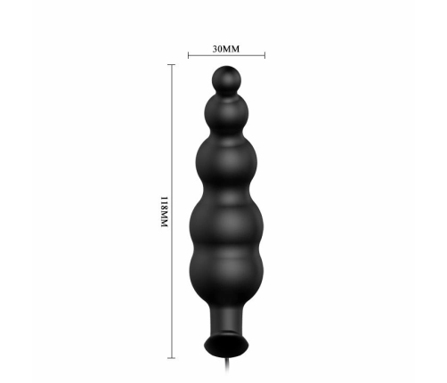 Pretty Love Vibrating Silicone Plug with Remote Control, Small, Black