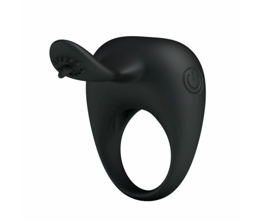 Pretty Love Vibrating Intimate Ring with Stimulating Tongue - Silicone, Black