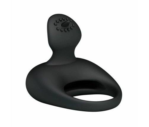 Pretty Love Vibrating Intimate Ring with Stimulating Tongue - Silicone, Black
