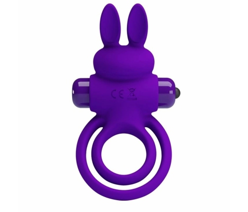 Pretty Love Vibrating Silicone Ring Bunny Design 10 Modes Black