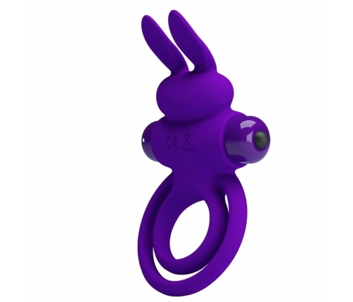 Pretty Love Vibrating Silicone Ring Bunny Design 10 Modes Black
