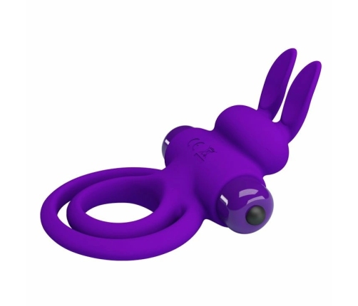Pretty Love Vibrating Silicone Ring Bunny Design 10 Modes Black