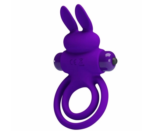 Pretty Love Vibrating Silicone Ring Bunny Design 10 Modes Black