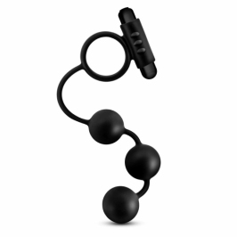 Blush Anal Adventures Platinum Silicone Beads with Vibrating Ring Set