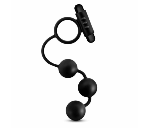 Blush Anal Adventures Platinum Silicone Beads with Vibrating Ring Set