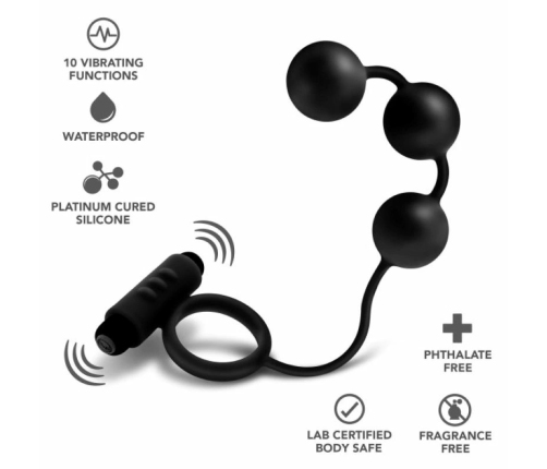 Blush Anal Adventures Platinum Silicone Beads with Vibrating Ring Set