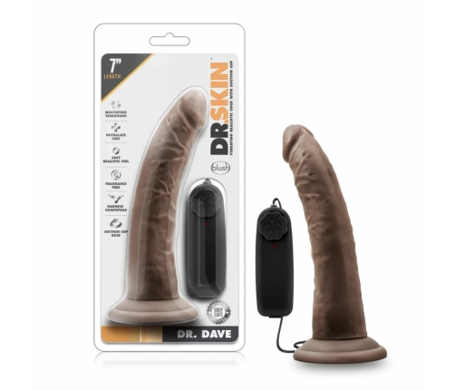 Blush Dr. Skin Dr. Dave Vibrating Model with Suction Base Chocolate 18cm