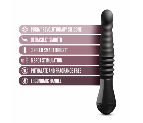 Blush Temptasia Lazarus Black Thrusting Device, Puria™ Silicone, 25.5-28.5cm