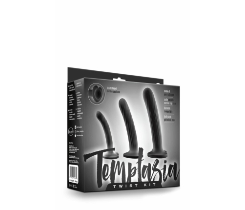 Blush Novelties Temptasia Twist Silicone Set 3 Sizes Suction Base Purple