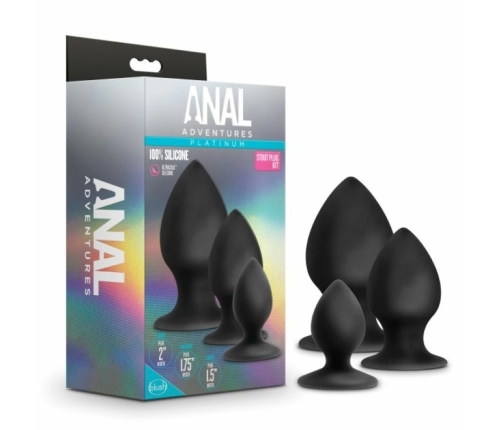 Blush Novelties Anal Adventures Platinum Stout Plug Kit Silicone 3 Sizes