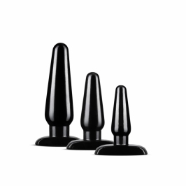 Blush Novelties Anal Adventures Basic Plug Kit Set of 3 - Black, Graduated Sizes