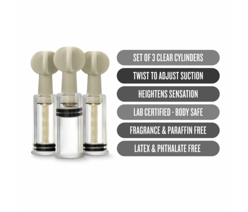 Blush Temptasia Twist Adjustable Suction Set 3pcs Transparent Acrylic