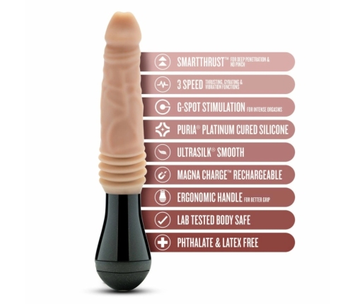 Dr. Skin Dr. Knight Silicone Thrusting & Vibrating Model, Beige, Rechargeable