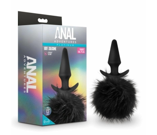 Blush Anal Adventures Platinum Rabbit Tail Plug Silicone Black S