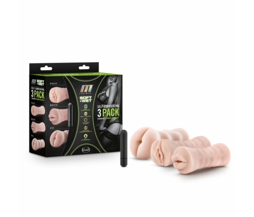Blush M for Men Soft & Wet 3-Piece Self-Lubricating Intimate Kit with Vibration