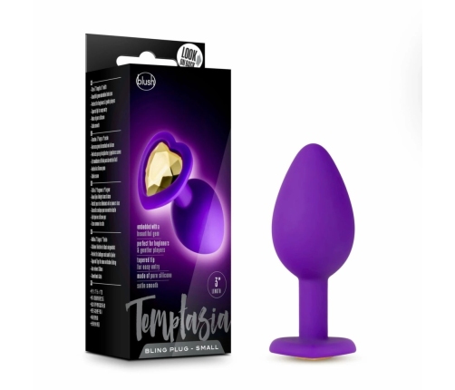 Blush Temptasia Heart-Shaped Silicone Plug Small Purple Gemstone