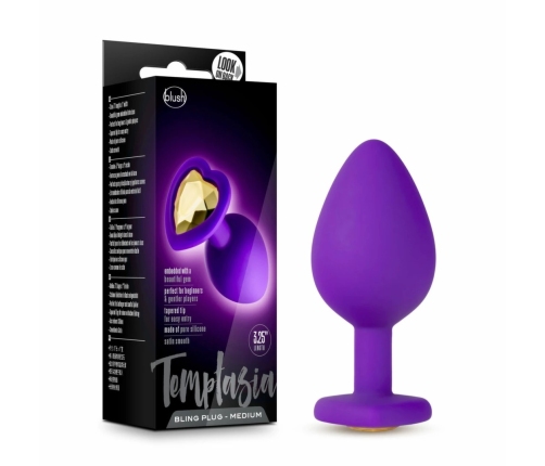 Blush Temptasia Heart Base Plug Medium Purple Silicone Gemstone