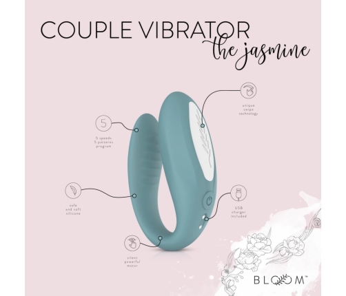 Bloom Jasmine C-Shape Vibrator Green - Soft Silicone, Swipe Control