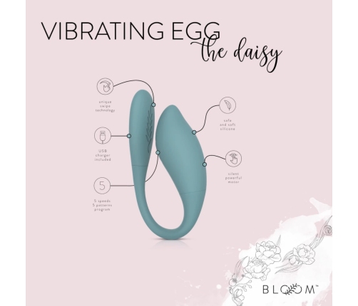 Bloom Daisy Vibrating Egg Green - Silicone, Waterproof, 5 Modes