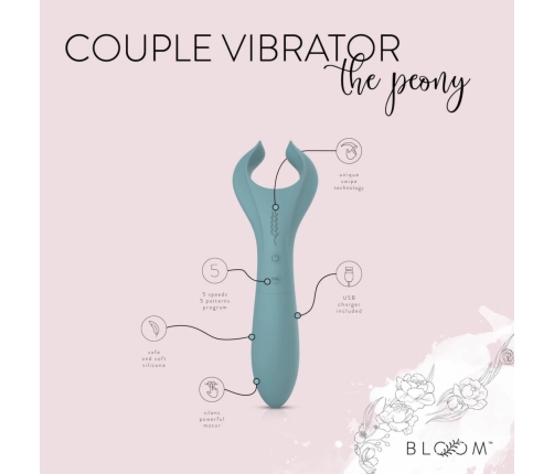 Bloom Peony Dual-Sided Couple Vibrator Green Silicone Waterproof