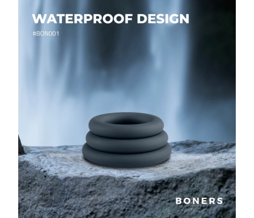 Boners Silicone Ring Set Grey 3 Sizes Flexible Skin-Friendly Material