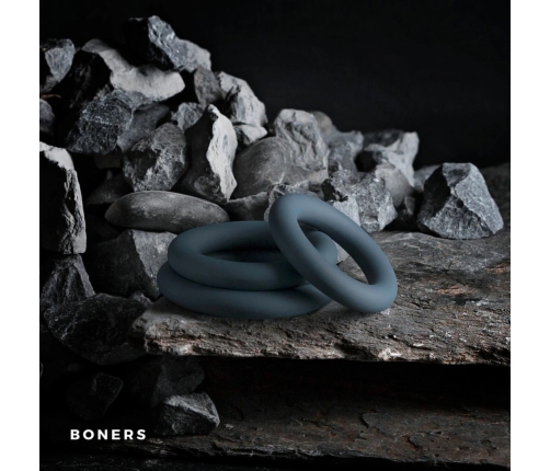 Boners Silicone Ring Set Grey 3 Sizes Flexible Skin-Friendly Material