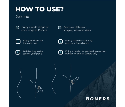 Boners Silicone Ring Set Grey 3 Sizes Flexible Skin-Friendly Material