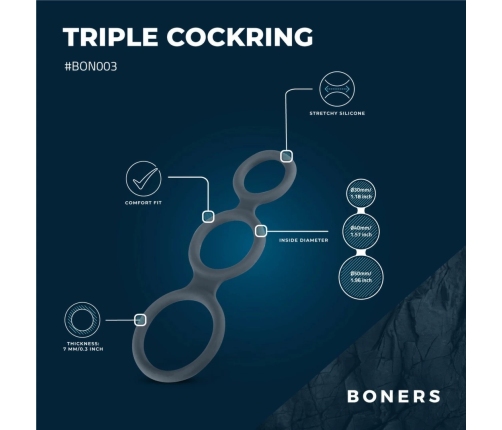 Boners Triple Ring Silicone Set - Adjustable Anatomical Support System
