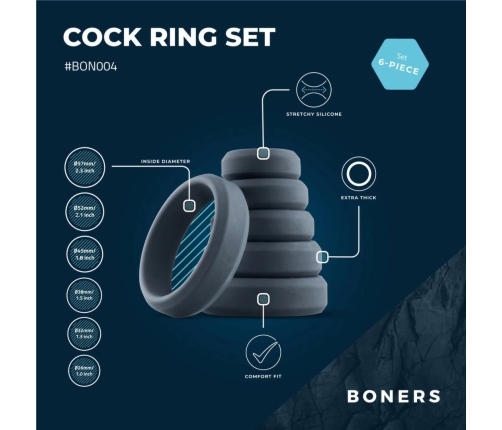 EasyToys 6-Piece Silicone Ring Set - Flexible, Flat Design, Multiple Sizes