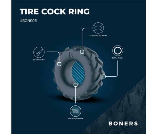Boners Tire Silicone Support Ring Grey - Stretchable Anatomical Model
