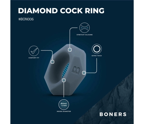 Boners Diamond Silicone Support Ring Grey - Thick, Flexible Design
