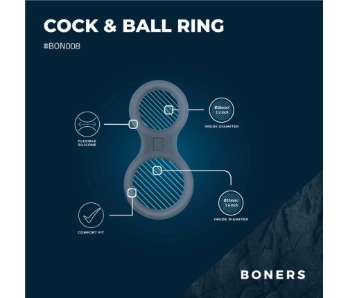 Boners Silicone Dual Ring & Anatomical Ball Support Grey