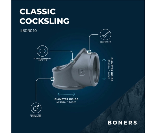 Boners Grey Support Ring - Flexible Anatomical Enhancer, Size M