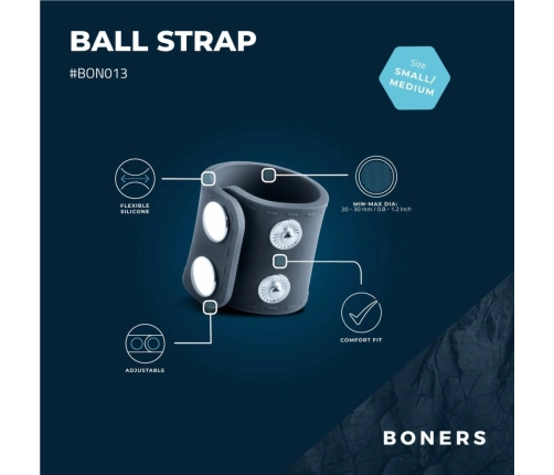 Boners Adjustable Silicone Ball Strap S/M - Flexible Comfort Fit Black