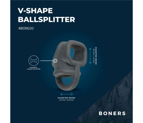 Boners Liquid Silicone Anatomical Ball Separator - Flexible Black