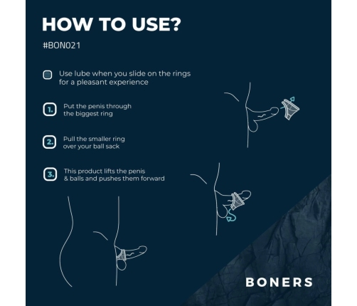 Boners Liquid Silicone Dual-Ring Anatomical Support System, Black