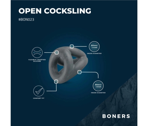 Boners Open Cocksling Triple Silicone Support Ring System Black