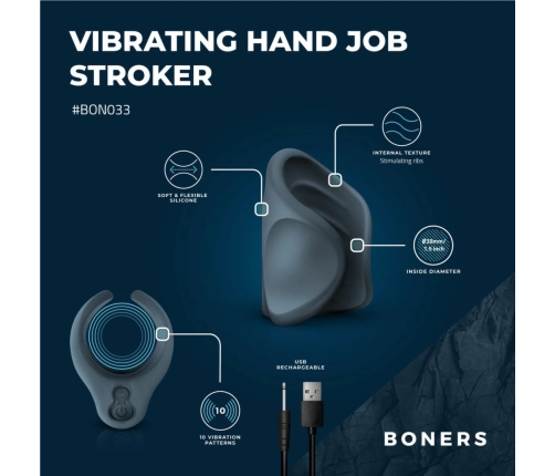 Boners Vibrating Intimate Device Silicone 10 Modes Rechargeable Black
