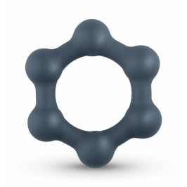 Boners Hexagon Silicone Ring with Integrated Steel Elements, Black