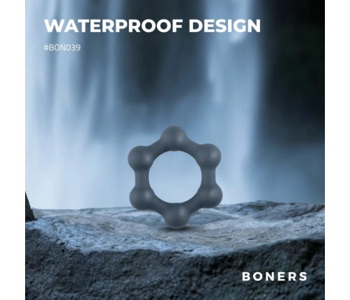 Boners Hexagon Silicone Ring with Integrated Steel Elements, Black