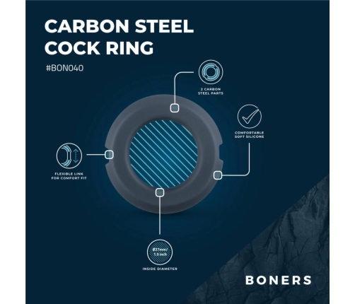 Boners Adjustable Silicone Enhancement Ring with Steel Core, Black