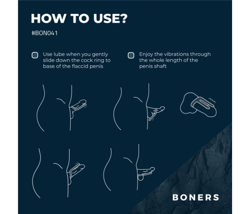 Boners Blue Silicone Stimulation Ring with 10-Mode Vibration System