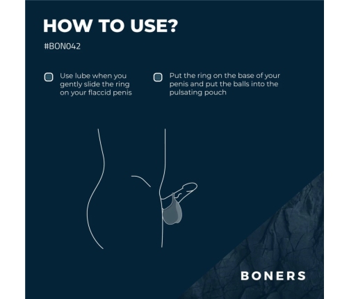 Boners Blue Stimulating Silicone Ring & Pouch 10-Mode Waterproof System
