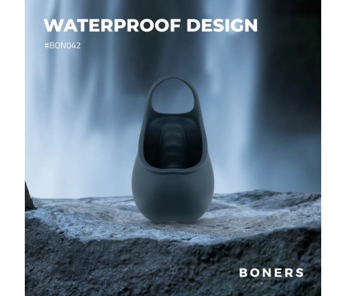 Boners Blue Stimulating Silicone Ring & Pouch 10-Mode Waterproof System