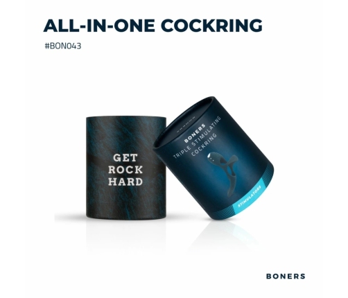 Boners Triple Ring Blue - Silicone Intimate System, USB Rechargeable