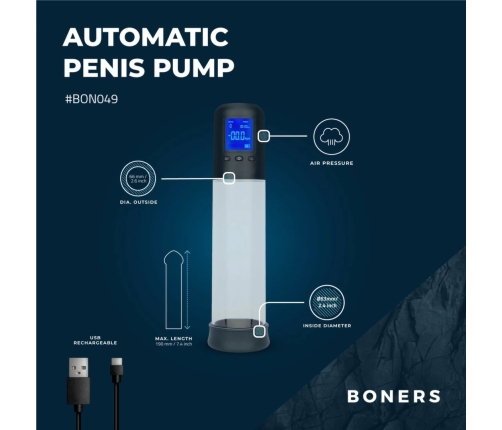 Boners Smart Vacuum Pump LCD - Precision Intimate Trainer, Black